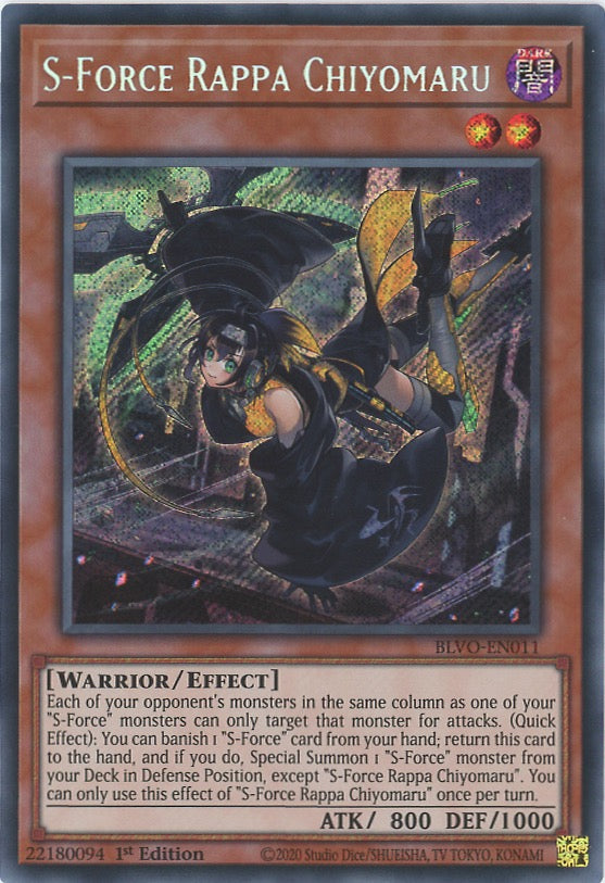 BLVO-EN011 - S-Force Rappa Chiyomaru - Secret Rare - Effect Monster - Blazing Vortex