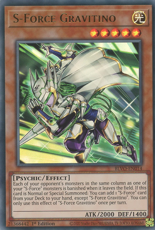 BLVO-EN014 - S-Force Gravitino - Ultra Rare - Effect Monster - Blazing Vortex