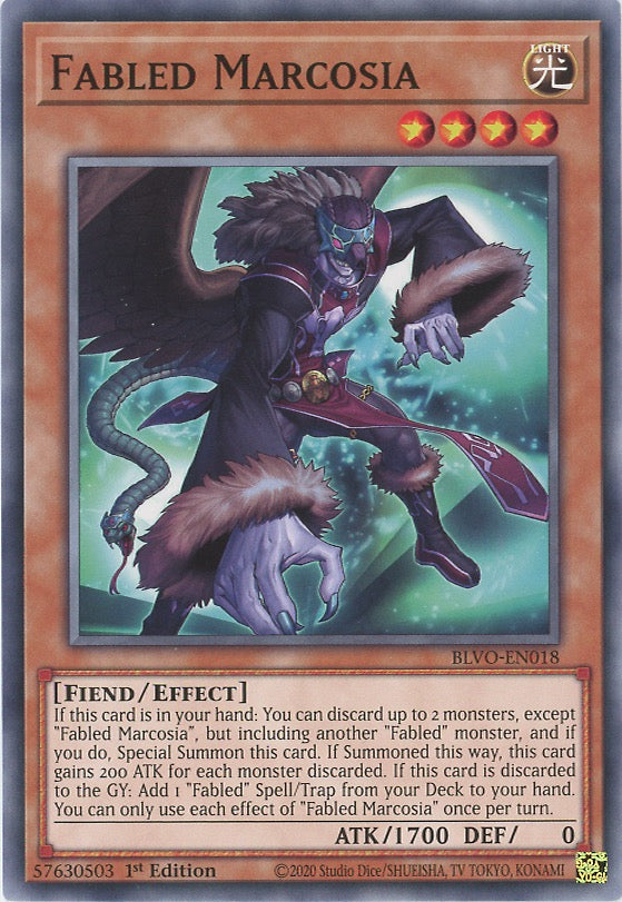 BLVO-EN018 - Fabled Marcosia - Common - Effect Monster - Blazing Vortex