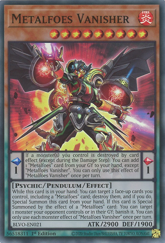 BLVO-EN021 - Metalfoes Vanisher - Super Rare - Effect Pendulum Monster - Blazing Vortex