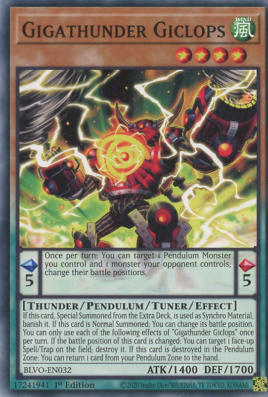 BLVO-EN032 - Gigathunder Giclops - Common - Effect Tuner Pendulum Monster - Blazing Vortex