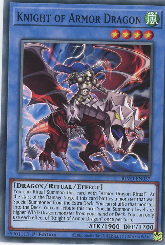 BLVO-EN037 - Knight of Armor Dragon - Common - Effect Ritual Monster - Blazing Vortex