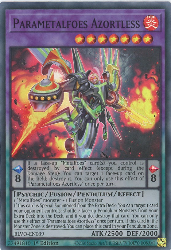 BLVO-EN039 - Parametalfoes Azortless - Super Rare - Effect Fusion Pendulum Monster - Blazing Vortex