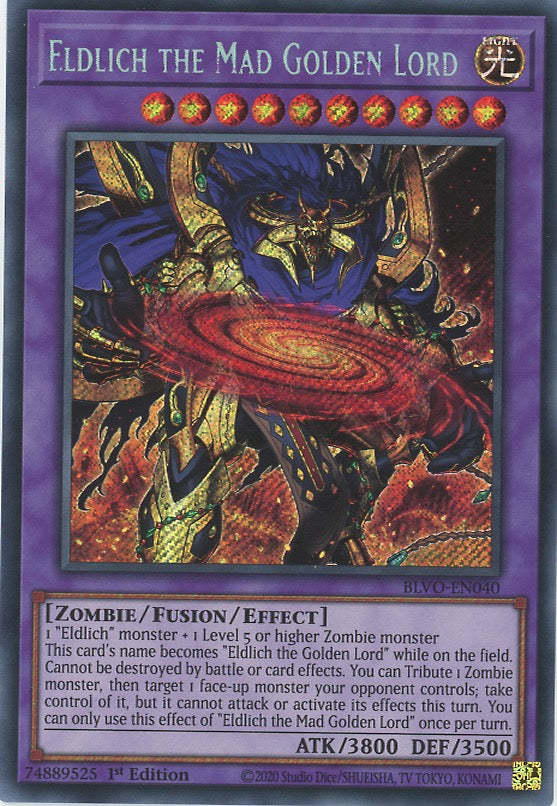 BLVO-EN040 - Eldlich the Mad Golden Lord - Secret Rare - Effect Fusion Monster - Blazing Vortex