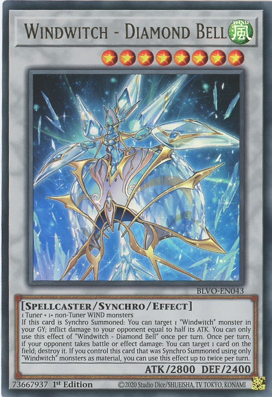 BLVO-EN043 - Windwitch - Diamond Bell - Ultra Rare - Effect Synchro Monster - Blazing Vortex