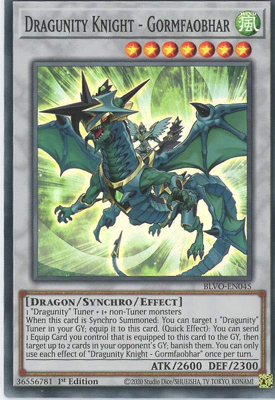 BLVO-EN045 - Dragunity Knight - Gormfaobhar - Super Rare - Effect Synchro Monster - Blazing Vortex