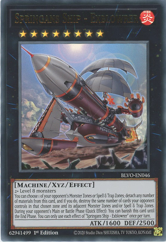 BLVO-EN046 - Springans Ship - Exblowrer - Ultra Rare - Effect Xyz Monster - Blazing Vortex