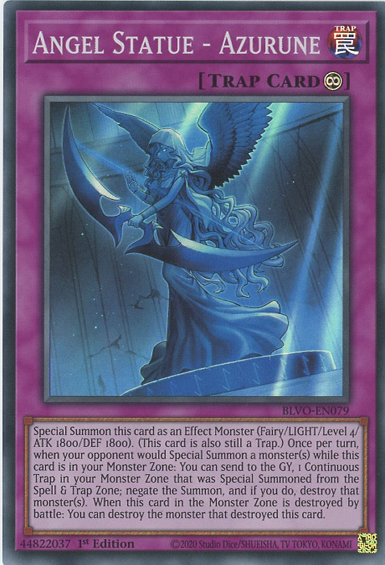 BLVO-EN079 - Angel Statue - Azurune - Super Rare - Continuous Trap - Blazing Vortex