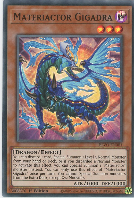 BLVO-EN081 - Materiactor Gigadra - Super Rare - Effect Monster - Blazing Vortex