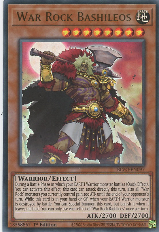 BLVO-EN097 - War Rock Bashileos - Ultra Rare - Effect Monster - Blazing Vortex