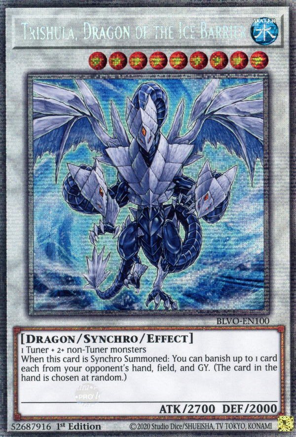BLVO-EN100 - Trishula, Dragon of the Ice Barrier - Starlight Rare - Effect Synchro Monster - Blazing Vortex