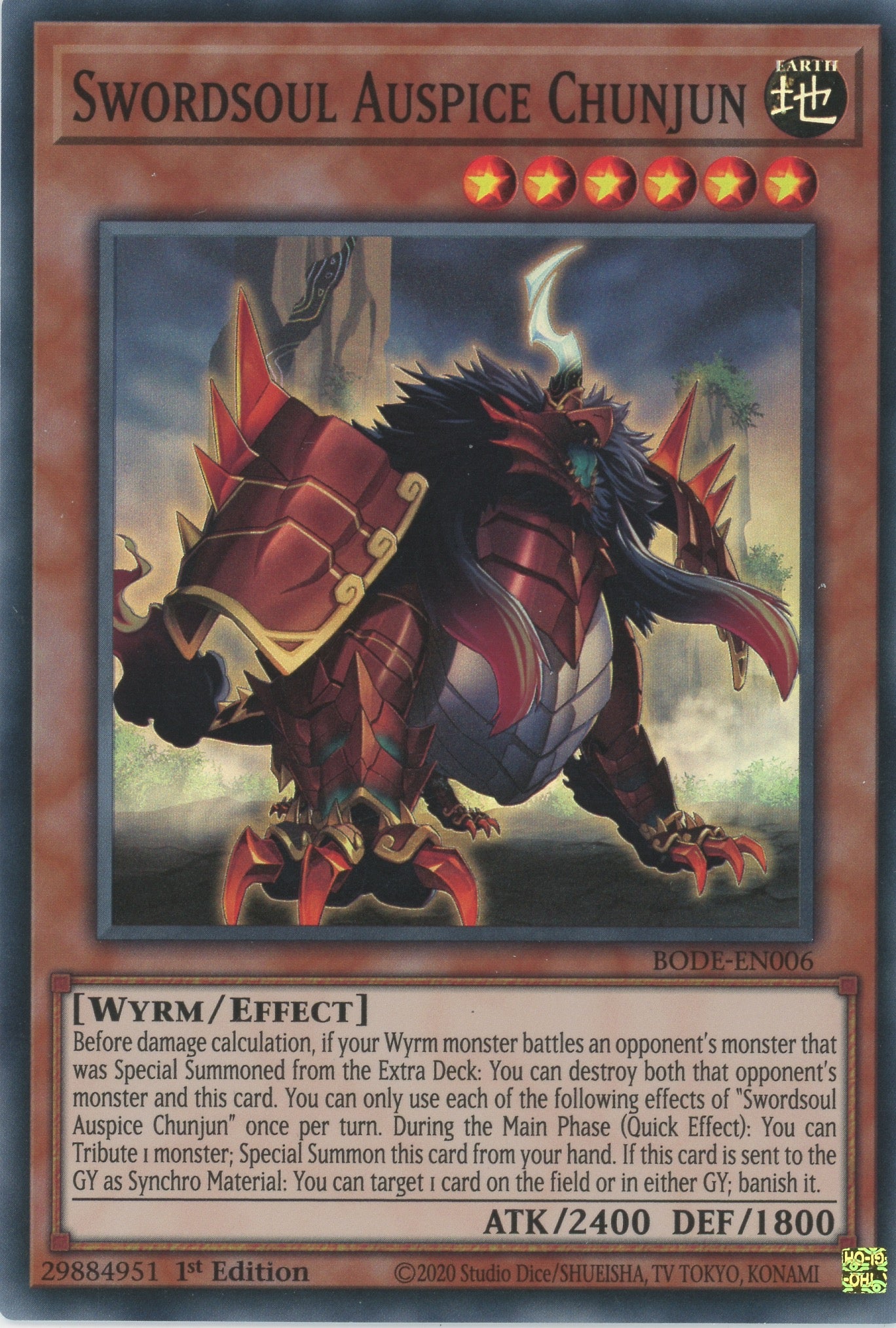 BODE-EN006 - Swordsoul Auspice Chunjun - Super Rare - Effect Monster - Burst of Destiny