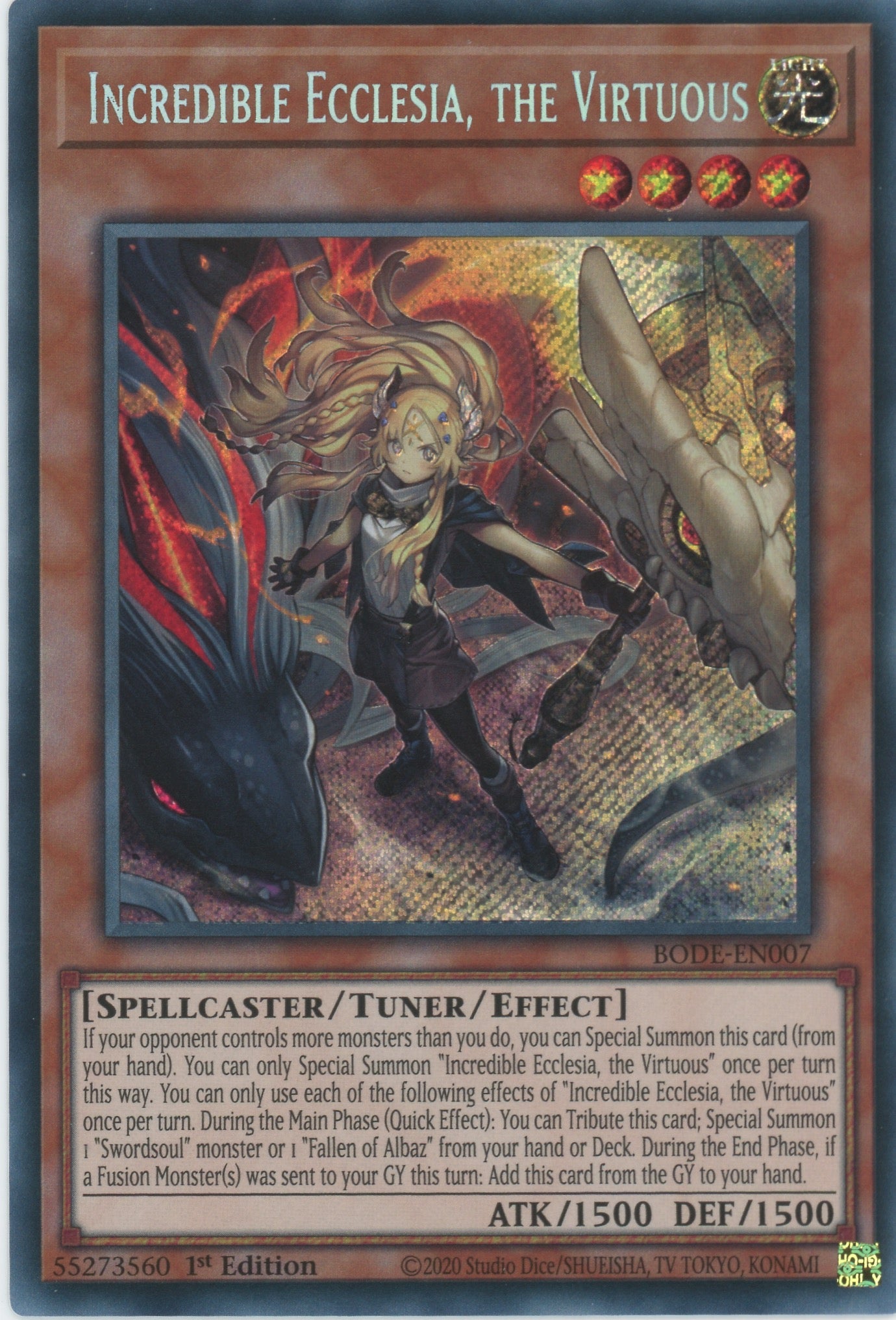 BODE-EN007 - Incredible Ecclesia the Virtuous - Secret Rare - Effect Monster - Burst of Destiny