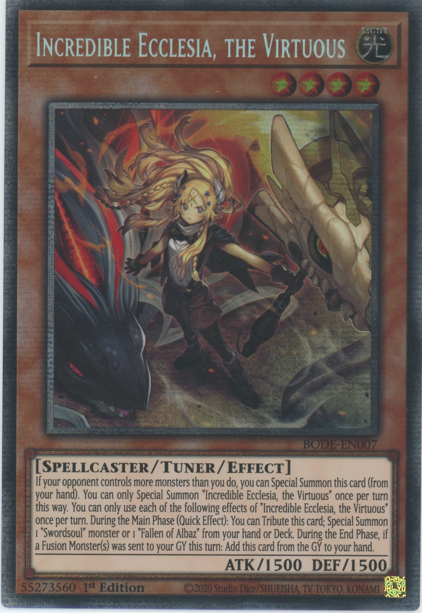 BODE-EN007 - Incredible Ecclesia the Virtuous - Starlight Rare - Effect Monster - Burst of Destiny