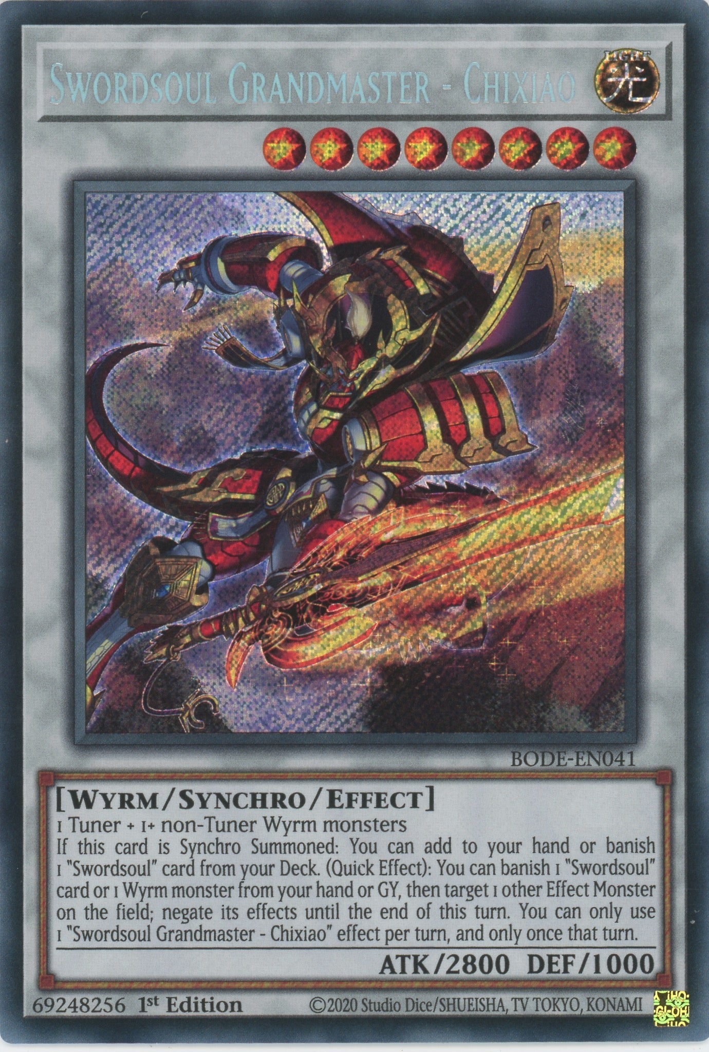 BODE-EN041 - Swordsoul Grandmaster - Chixiao - Secret Rare - Effect Synchro Monster - Burst of Destiny