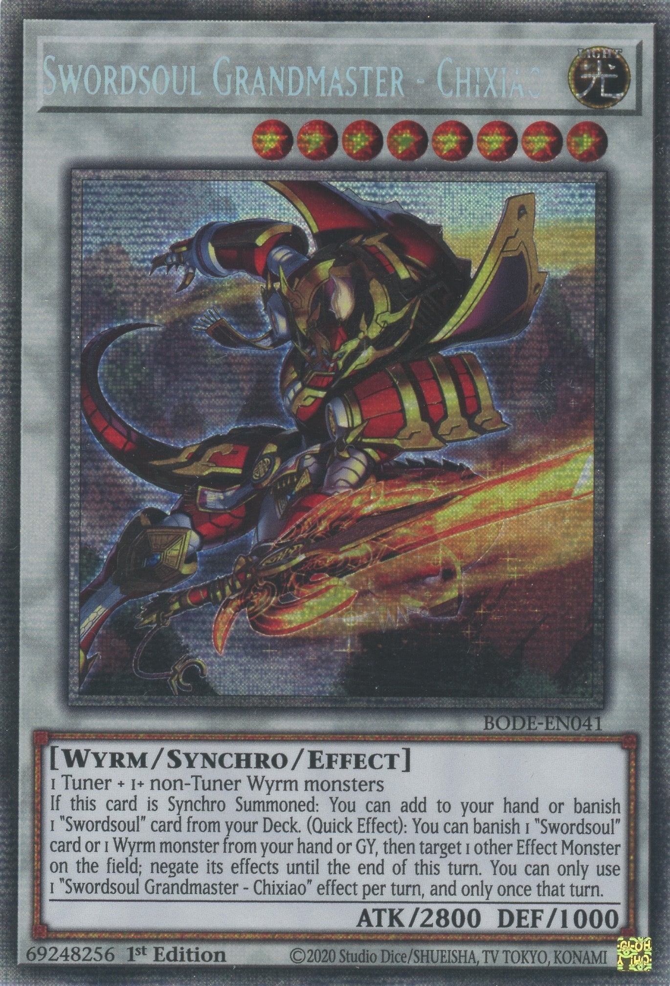 BODE-EN041 - Swordsoul Grandmaster - Chixiao - Starlight Rare - Effect Synchro Monster - Burst of Destiny