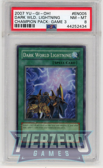 CP03-EN005 - Dark World Lightning - Super Rare - Champion Pack 3 - PSA 8