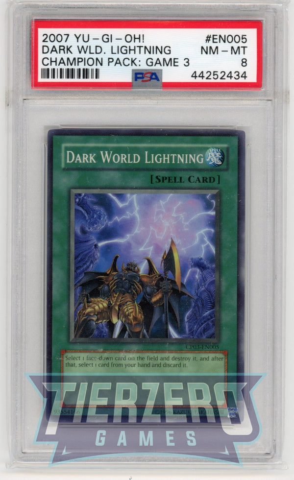 CP03-EN005 - Dark World Lightning - Super Rare - PSA 8