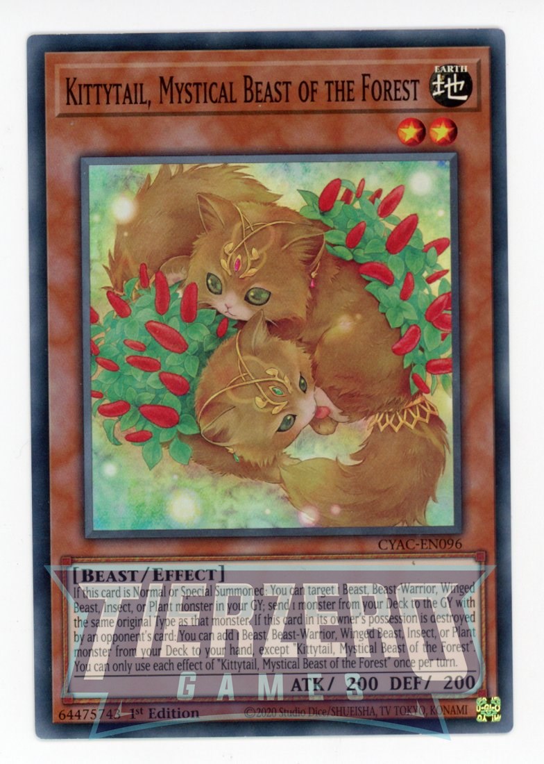 CYAC-EN096 - Kittytail, Mystical Beast of the Forest - Super Rare - Effect Monster - Cyberstorm Access