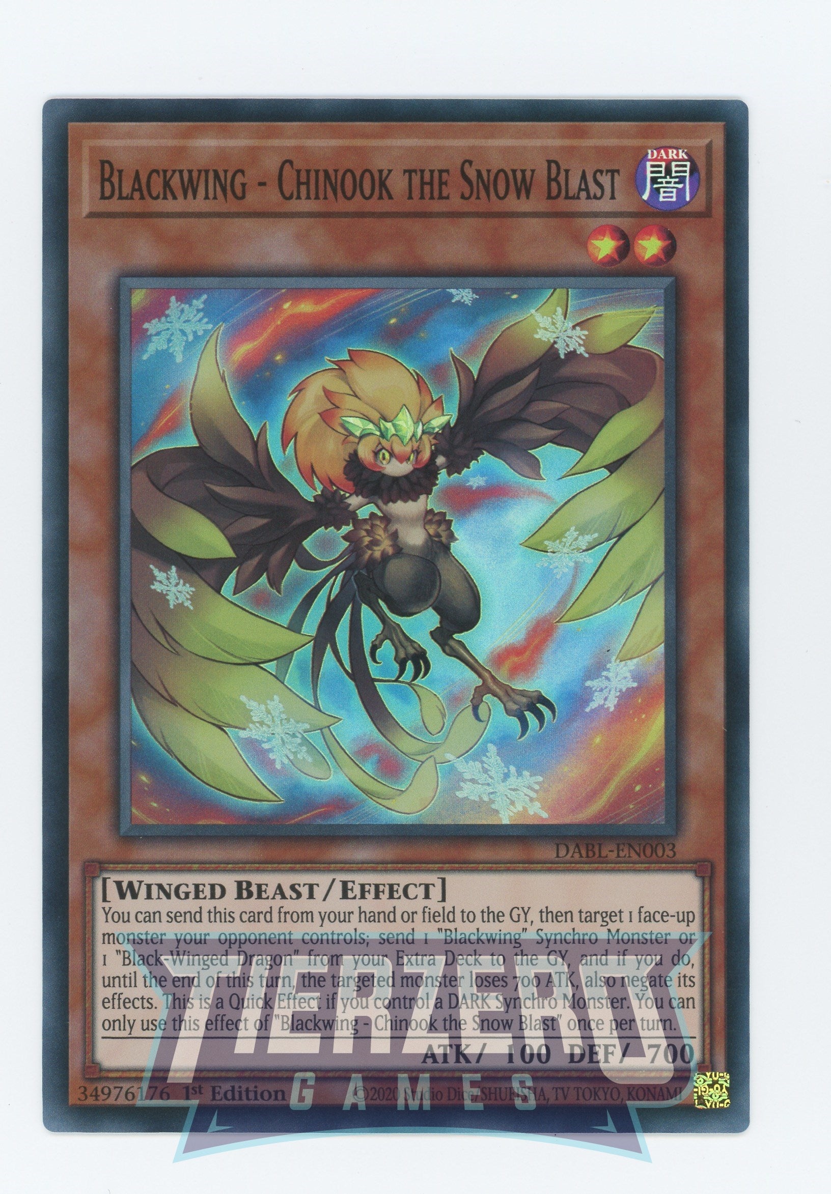 DABL-EN003 - Blackwing - Chinook the Snow Blast - Super Rare - Effect Monster - Darkwing Blast