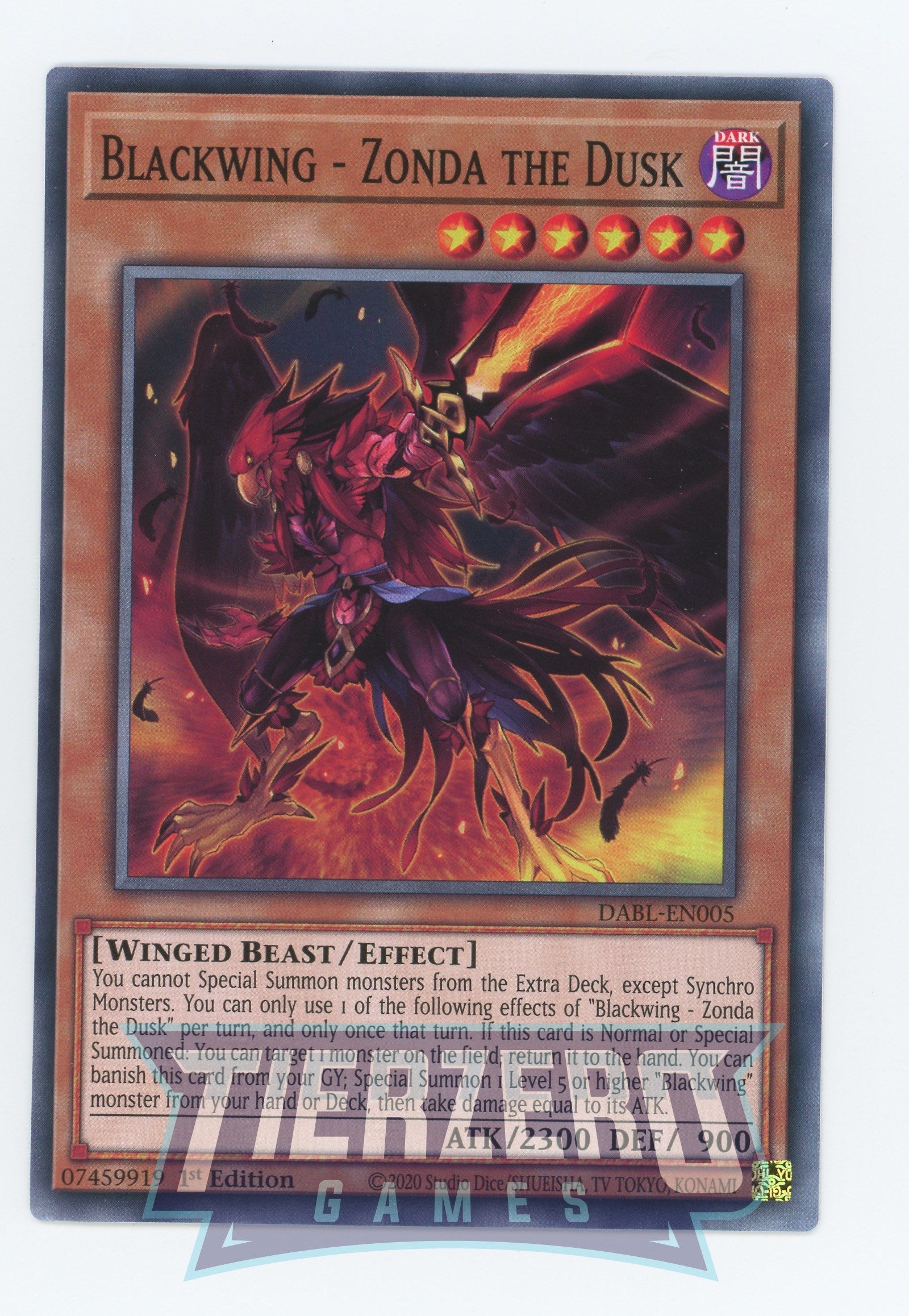 DABL-EN005 - Blackwing - Zonda the Dusk - Common - Effect Monster - Darkwing Blast