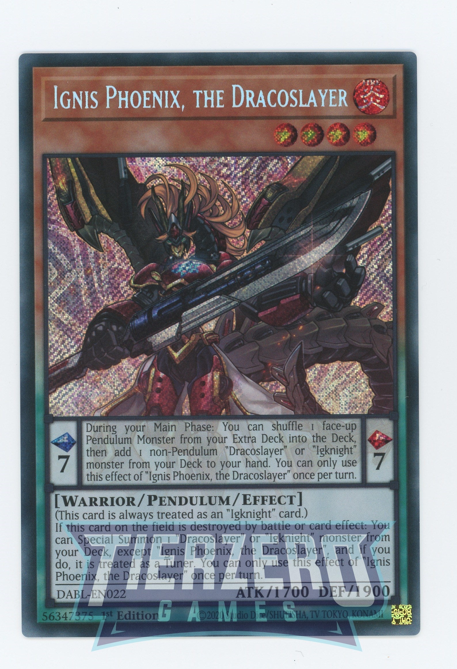 DABL-EN022 - Ignis Phoenix, the Dracoslayer - Secret Rare - Effect Pendulum Monster - Darkwing Blast