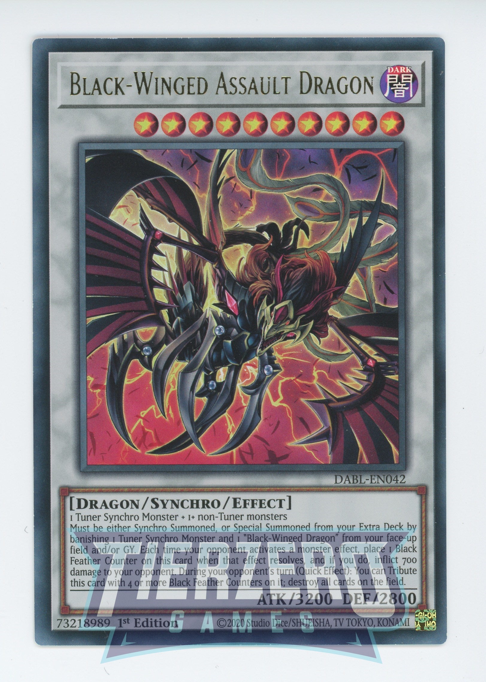 DABL-EN042 - Black-Winged Assault Dragon - Ultra Rare - Effect Synchro Monster - Darkwing Blast