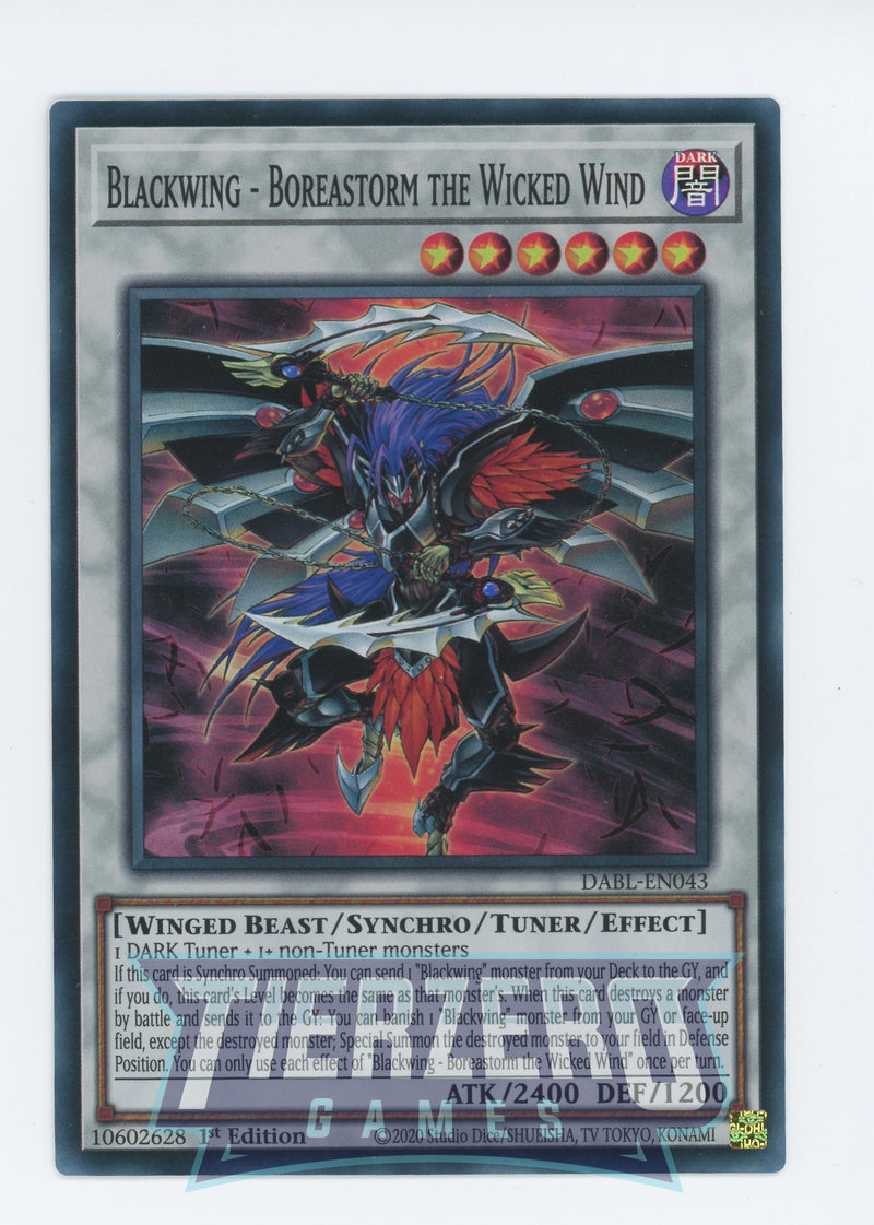 DABL-EN043 - Blackwing - Boreastorm the Wicked Wind - Super Rare - Effect Tuner Synchro Monster - Darkwing Blast