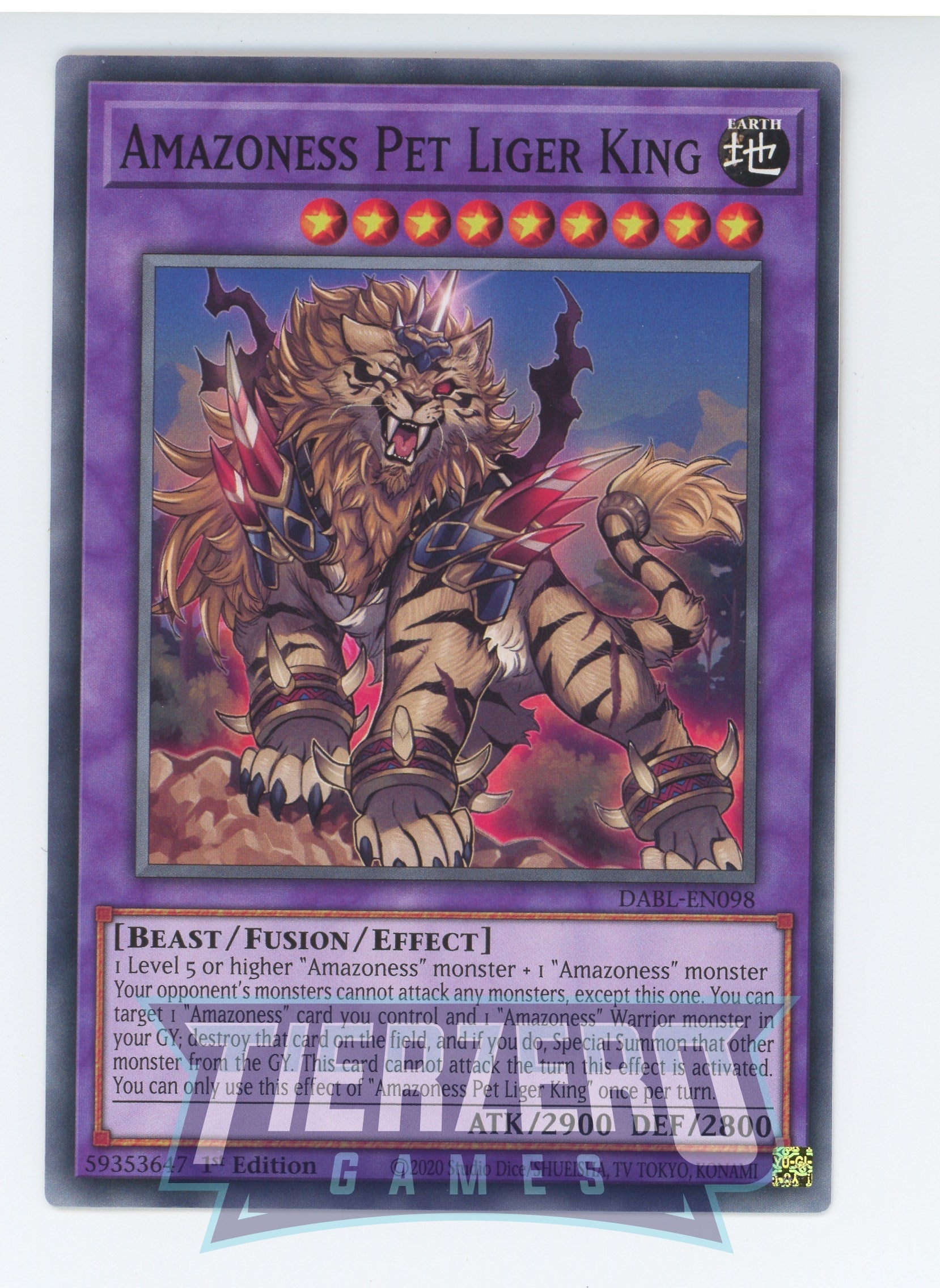 DABL-EN098 - Amazoness Pet Liger King - Common - Effect Fusion Monster - Darkwing Blast