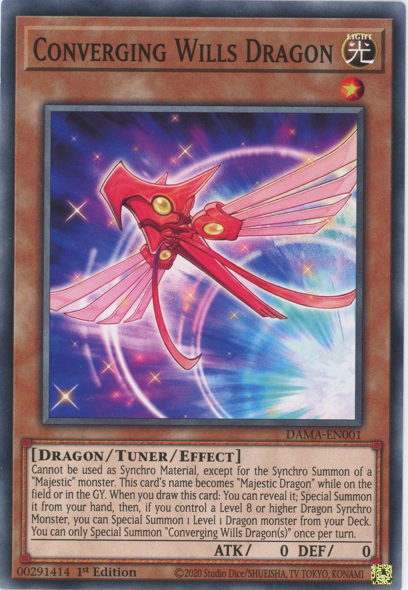 DAMA-EN001 - Converging Wills Dragon - Common - Effect Tuner monster - Dawn of Majesty