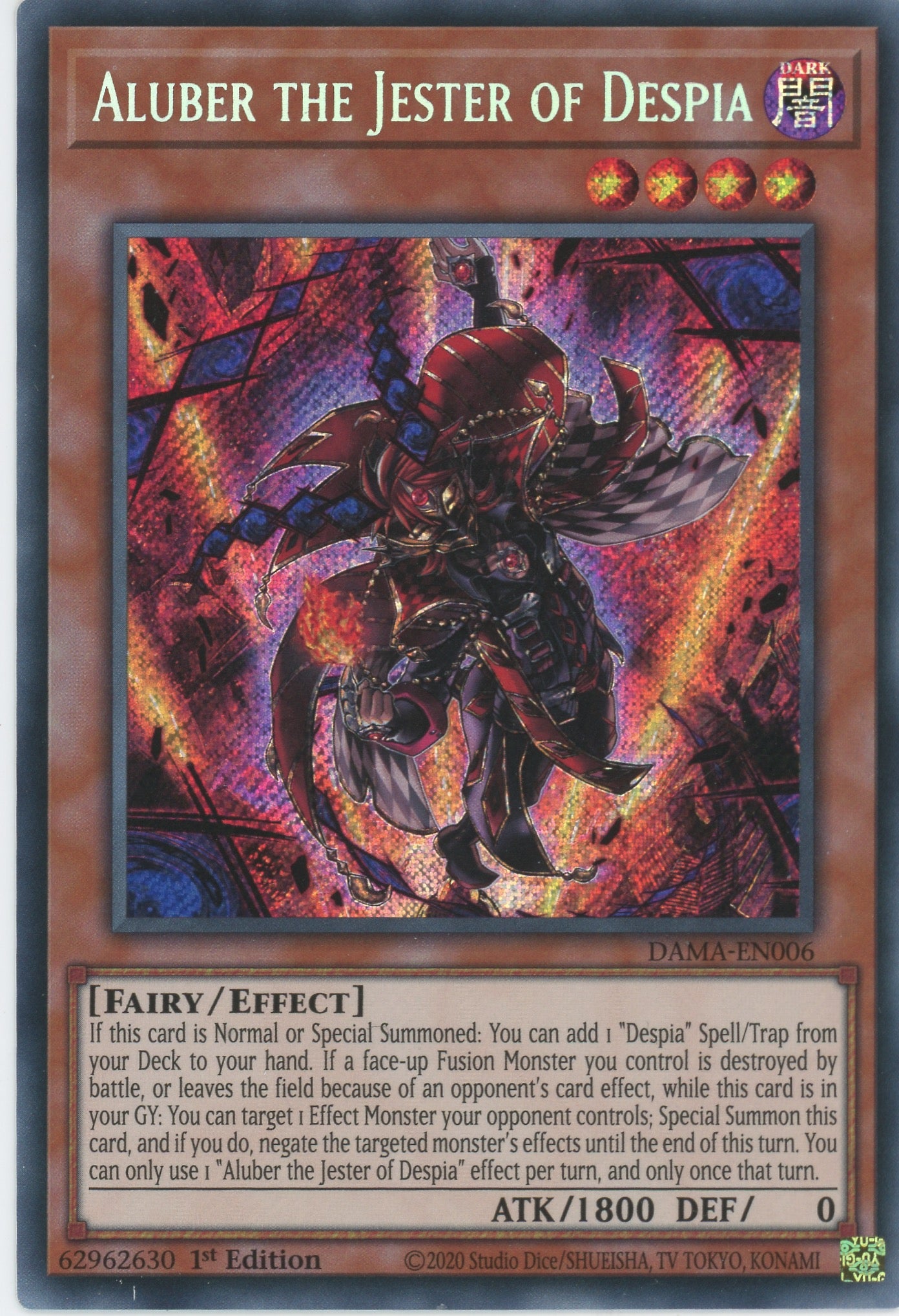 DAMA-EN006 - Aluber the Jester of Despia - Secret Rare - Effect Monster - Dawn of Majesty