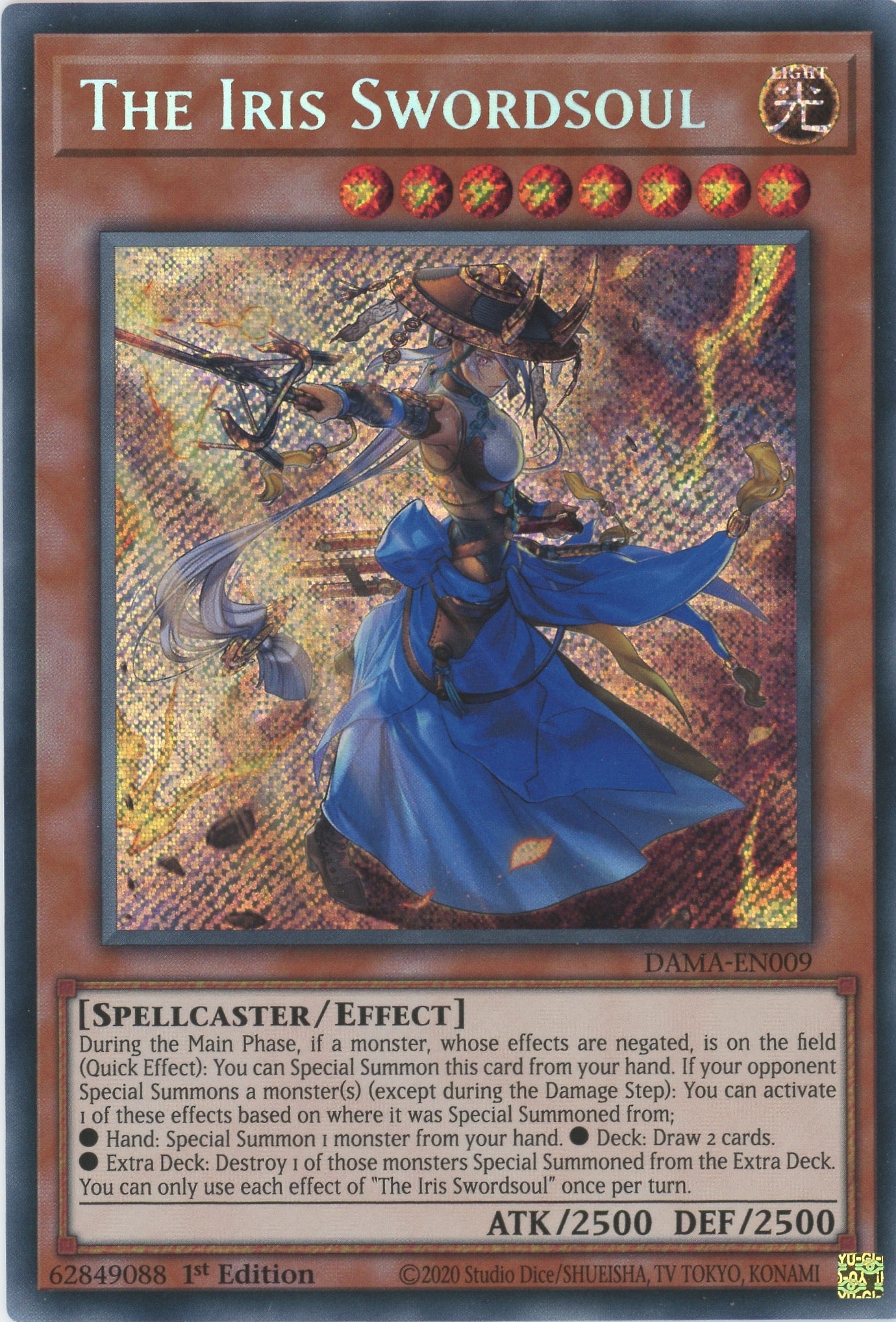 DAMA-EN009 - The Iris Swordsoul - Secret Rare - Effect Monster - Dawn of Majesty