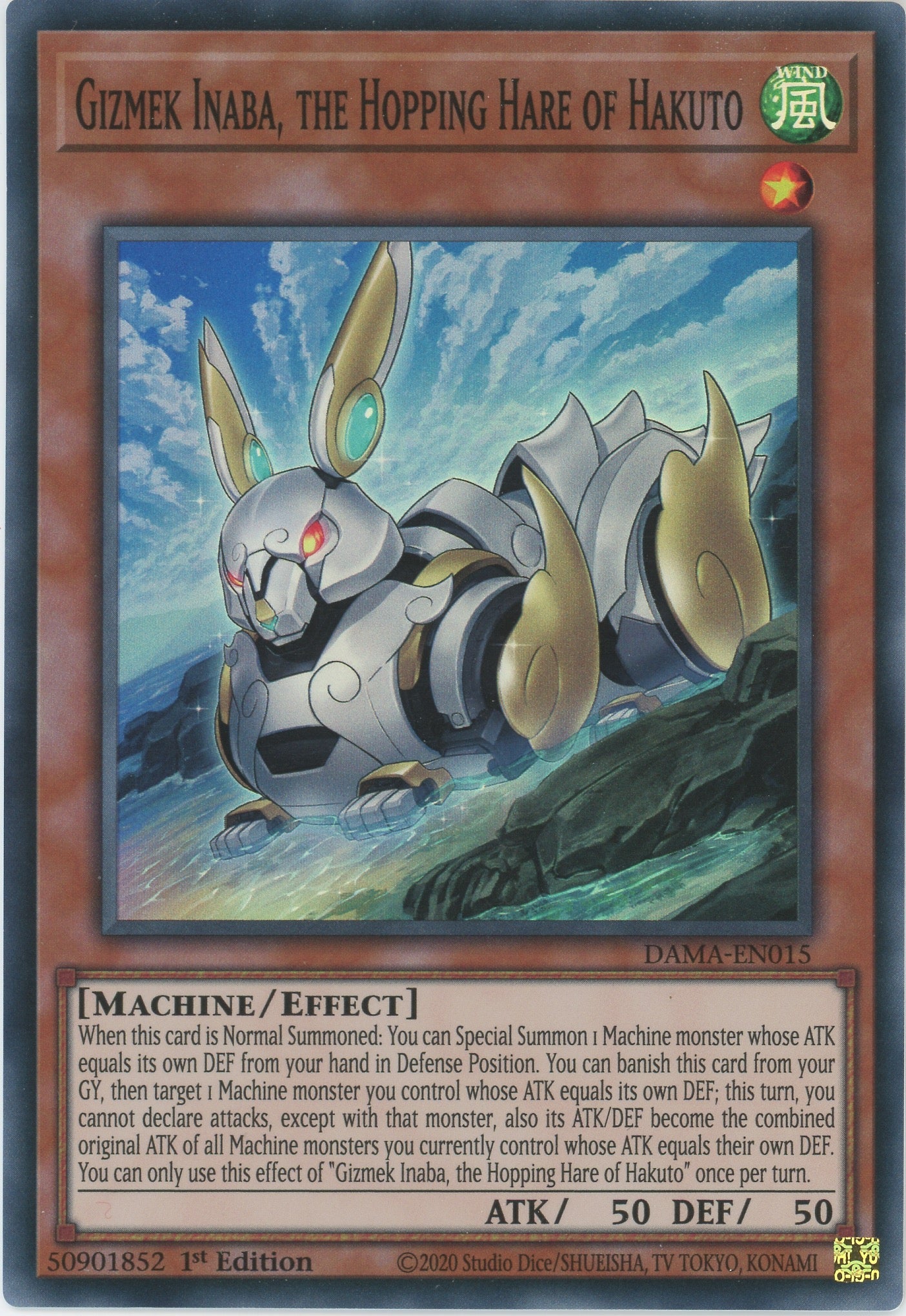 DAMA-EN015 - Gizmek Inaba, the Hopping Hare of Hakuto - Super Rare - Effect Monster - Dawn of Majesty