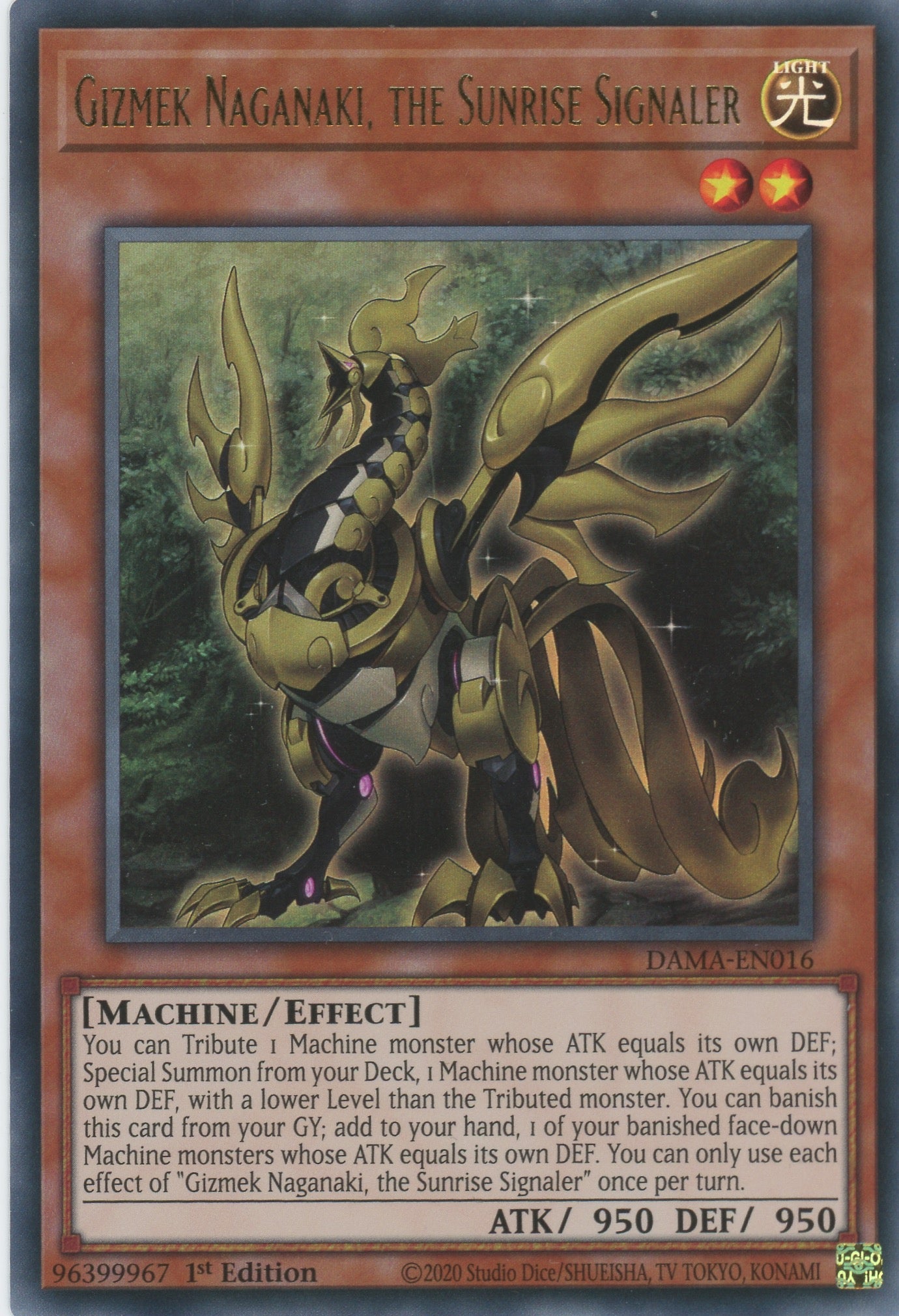 DAMA-EN016 - Gizmek Naganaki, the Sunrise Signaler - Ultra Rare - Effect Monster - Dawn of Majesty