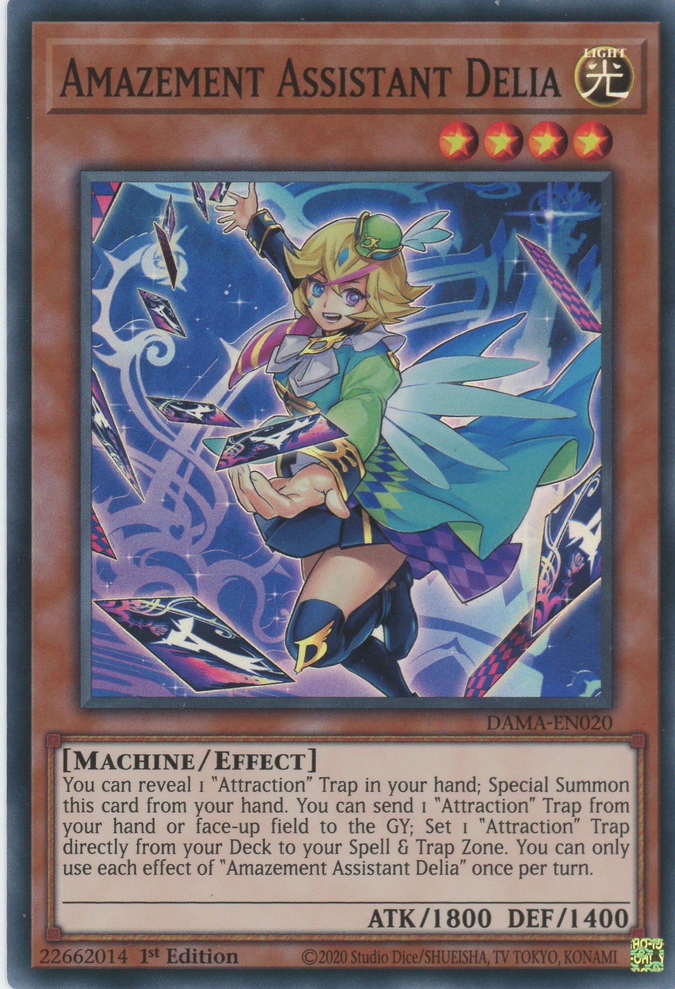 DAMA-EN020 - Amazement Assistant Delia - Super Rare - Effect Monster - Dawn of Majesty