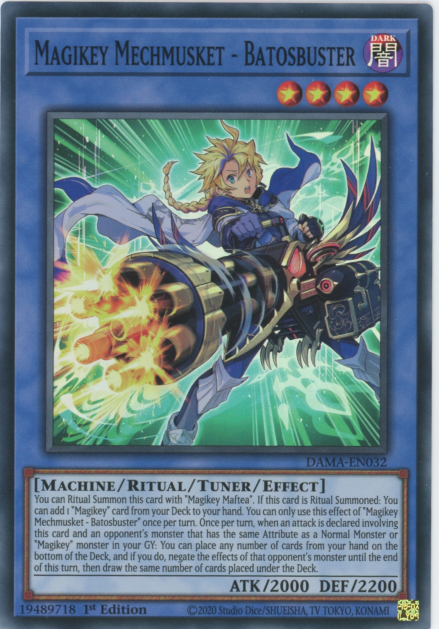 DAMA-EN032 - Magikey Mechmusket - Batosbuster - Super Rare - Effect Tuner Ritual Monster - Dawn of Majesty