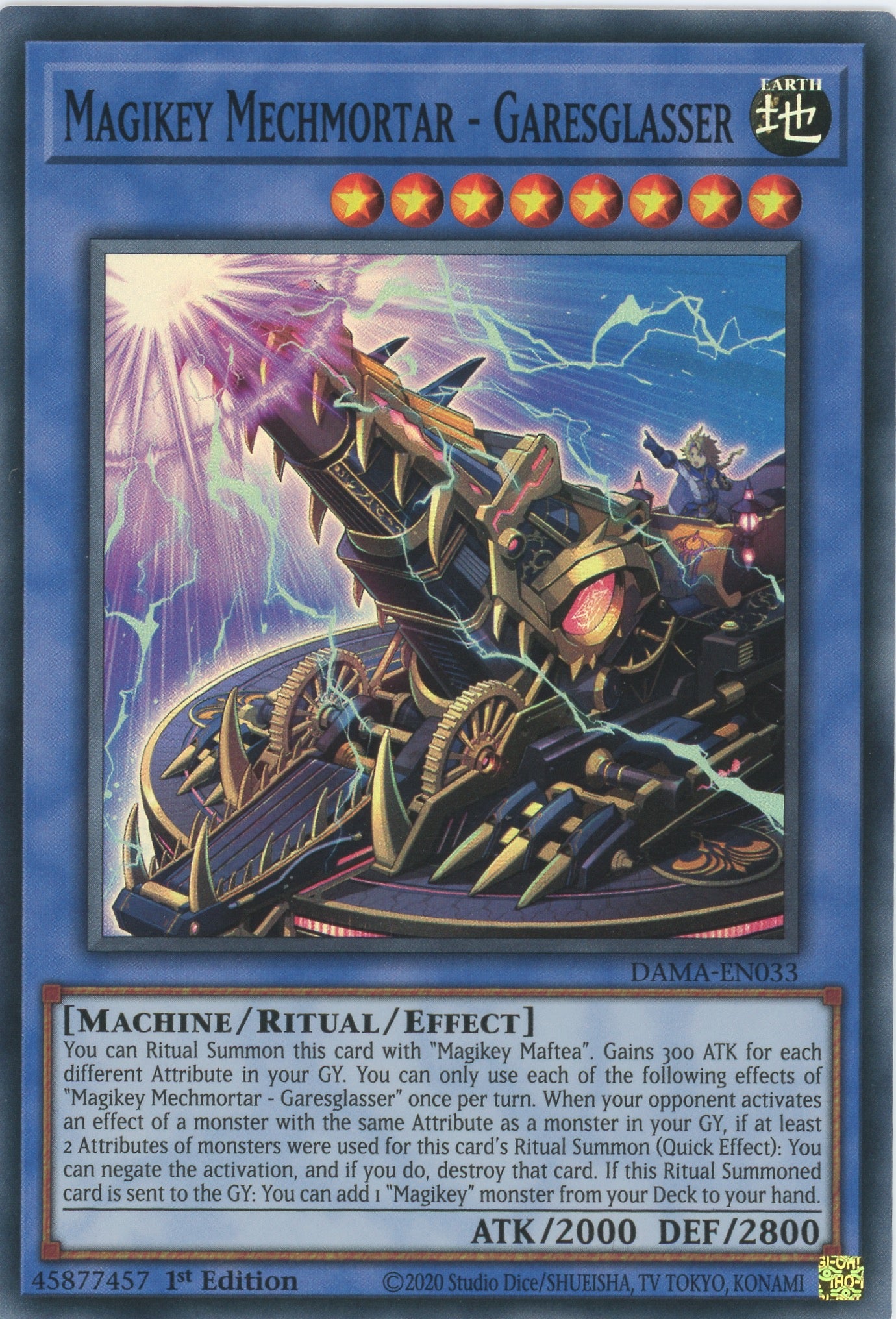 DAMA-EN033 - Magikey Mechmortar - Garesglasser - Super Rare - Effect Ritual Monster - Dawn of Majesty