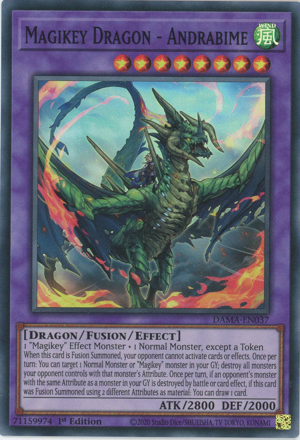 DAMA-EN037 - Magikey Dragon - Andrabime - Super Rare - Effect Fusion Monster - Dawn of Majesty
