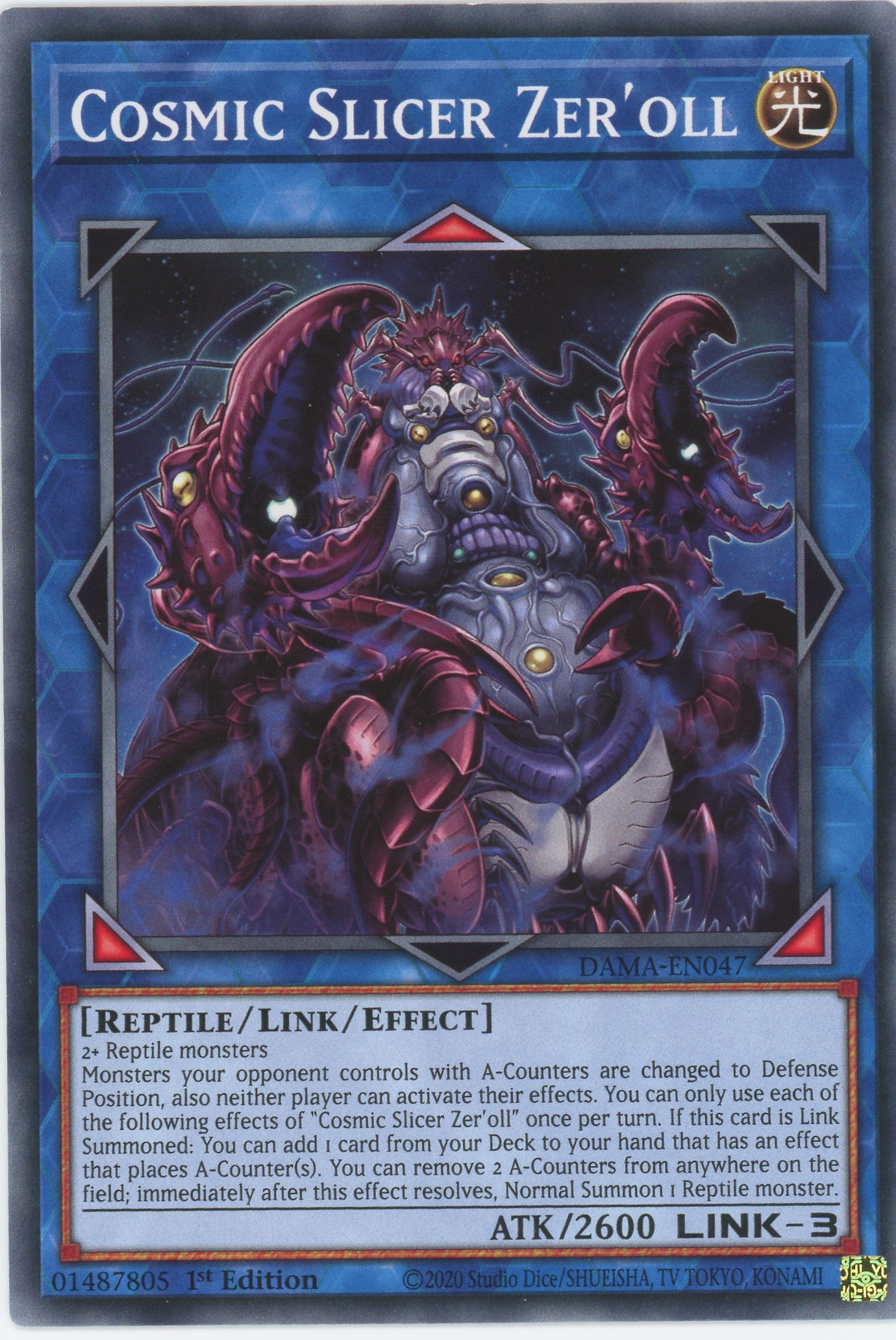 DAMA-EN047 - Cosmic Slicer Zer'oll - Common - Effect Link Monster - Dawn of Majesty