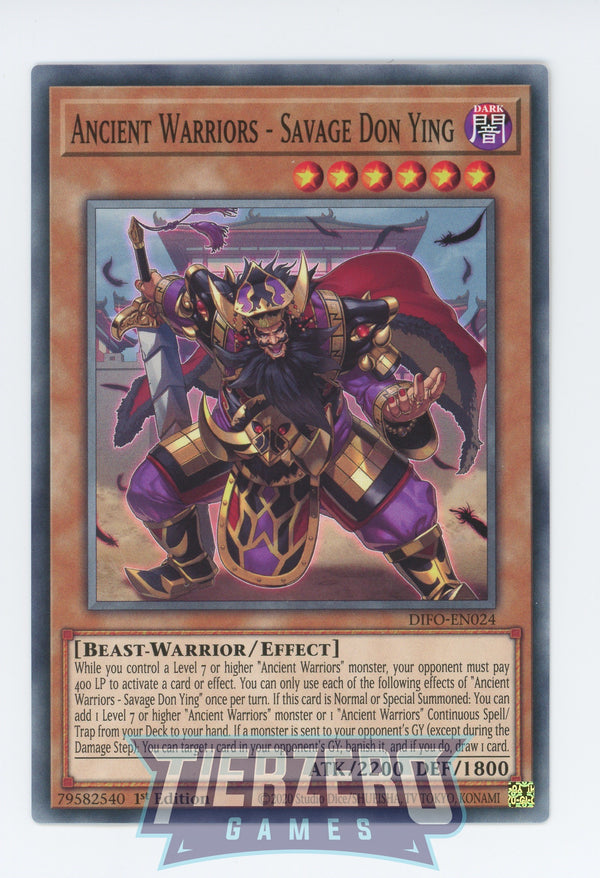 DIFO-EN024 - Ancient Warriors - Savage Don Ying - Common - Effect Monster - Dimension Force