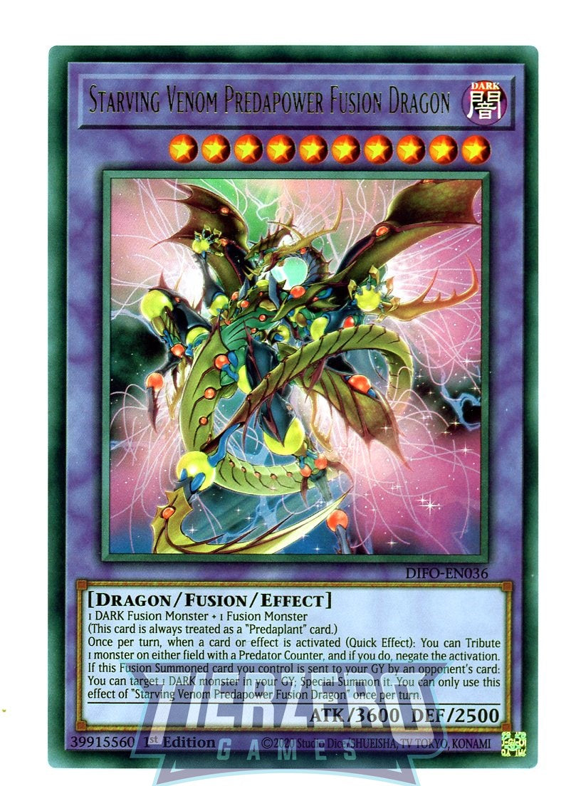 DIFO-EN036 - Starving Venom Predapower Fusion Dragon - Ultra Rare - Effect Fusion Monster - Dimension Force