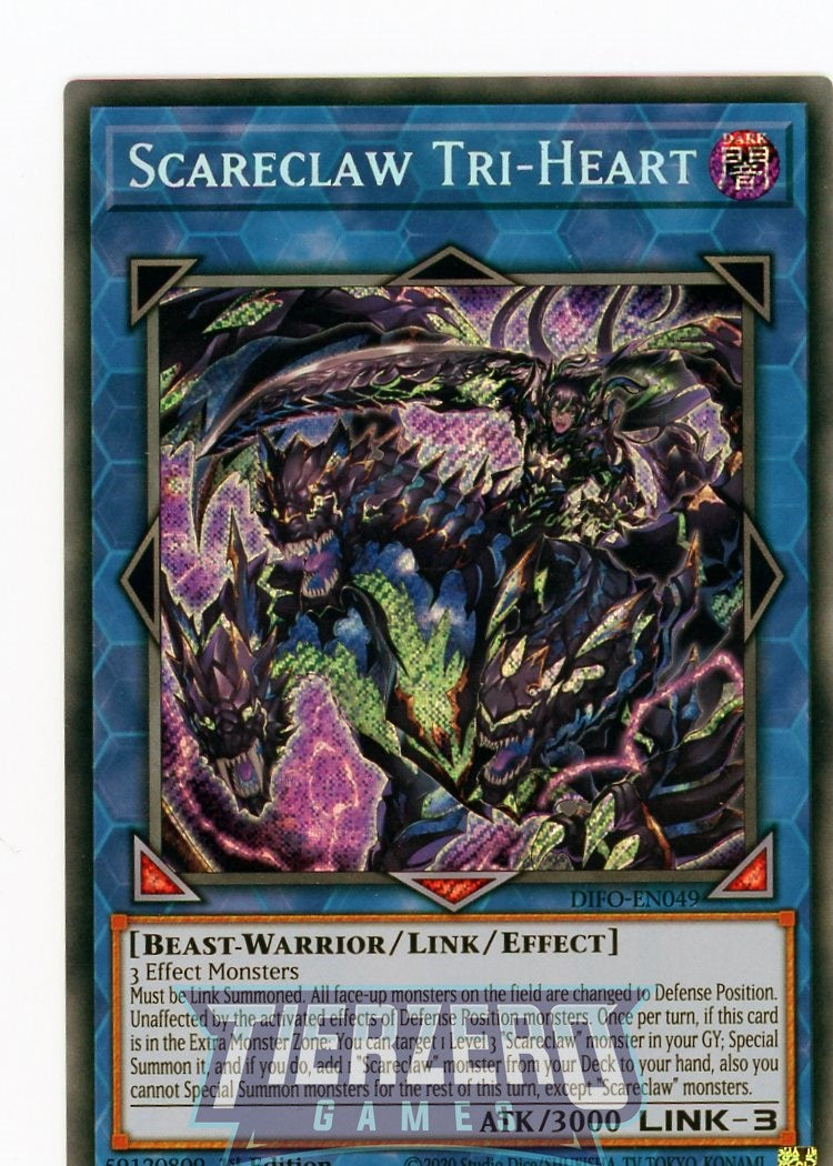 DIFO-EN049 - Scareclaw Tri-Heart - Secret Rare - Effect Link Monster - Dimension Force