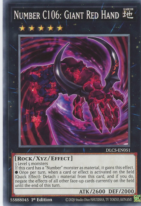 DLCS-EN051 - Number C106: Giant Red Hand - Common - Effect Xyz Monster - Dragons of Legend The Complete Series