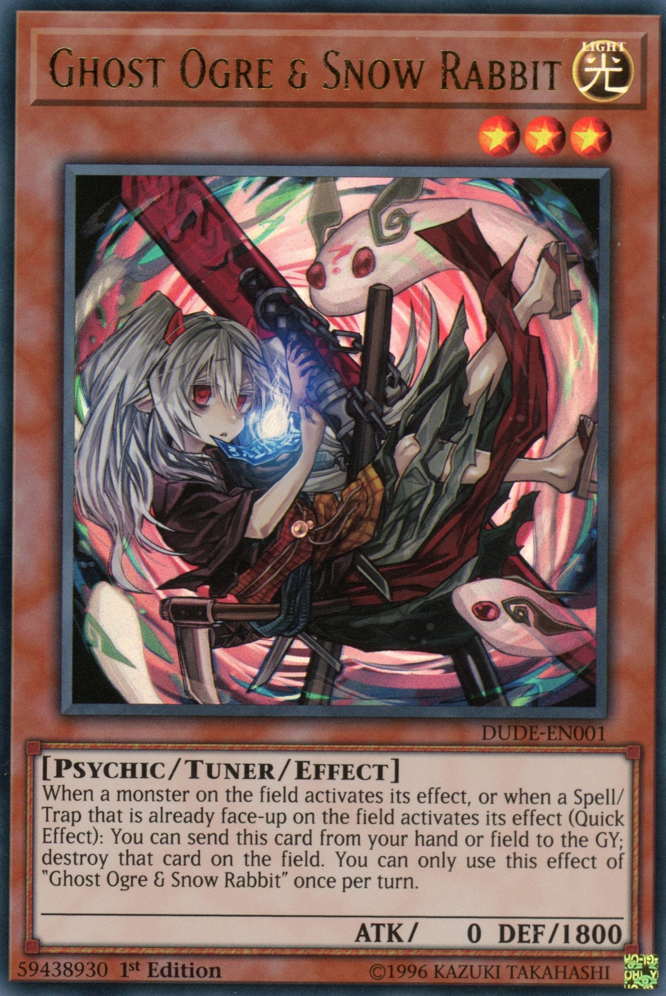 DUDE-EN001 - Ghost Ogre & Snow Rabbit (alternate art) - Ultra Rare - Effect Tuner monster - 1st Edition - Duel Devastator