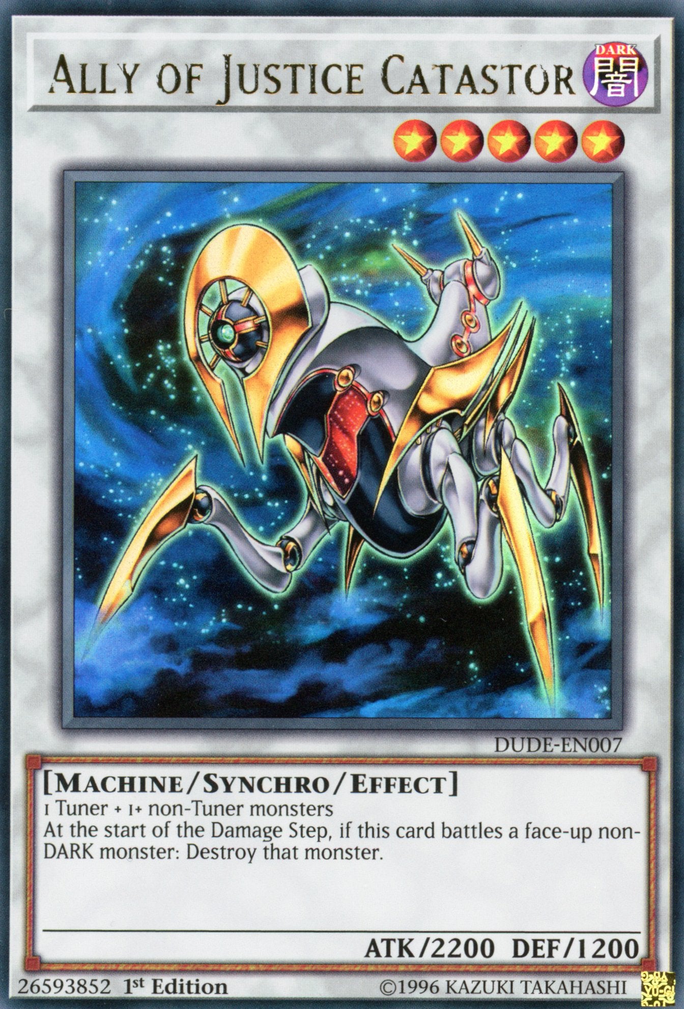 DUDE-EN007 - Ally of Justice Catastor - Ultra Rare - Effect Synchro Monster - 1st Edition - Duel Devastator