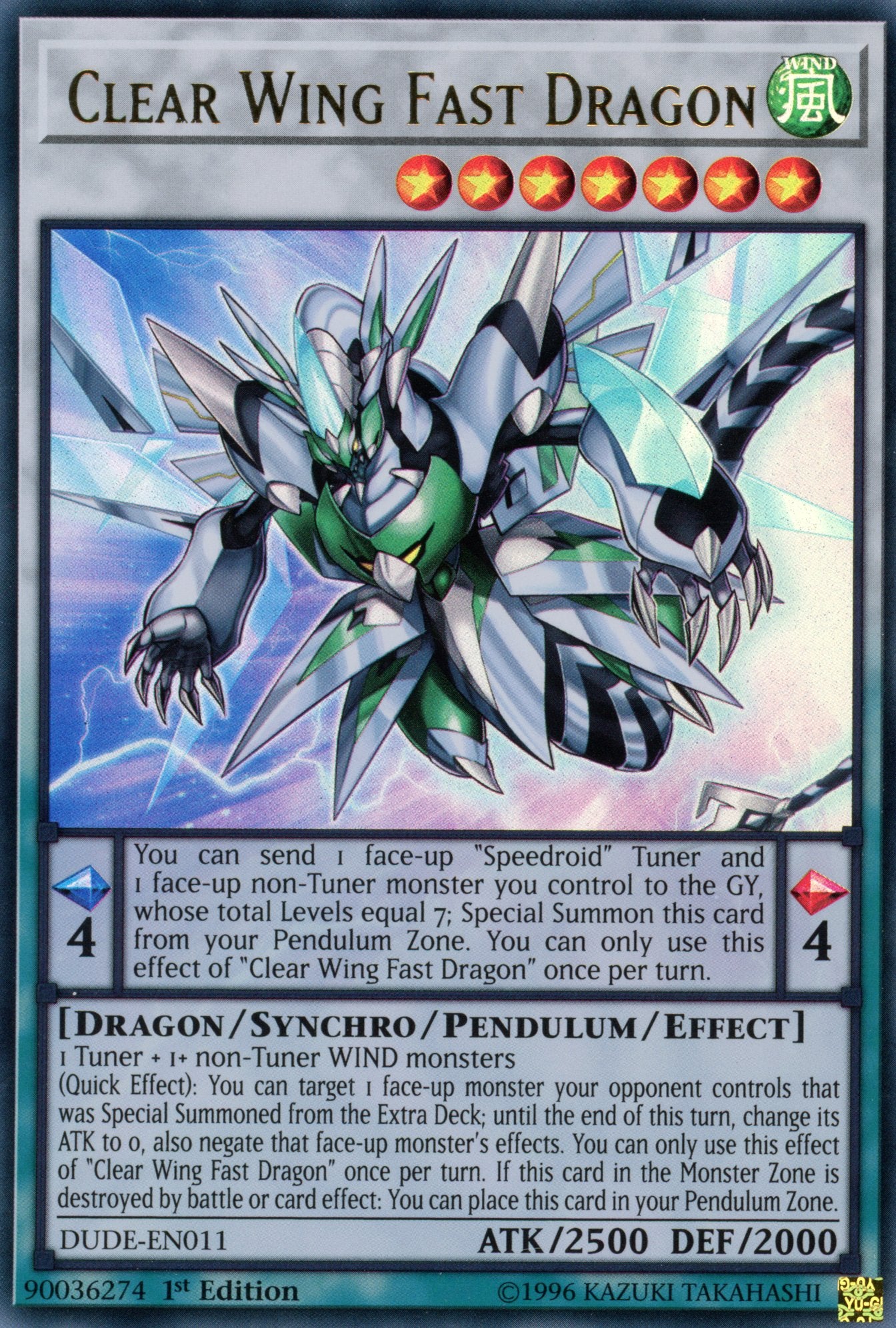 DUDE-EN011 - Clear Wing Fast Dragon - Ultra Rare - Effect Synchro Pendulum Monster - 1st Edition - Duel Devastator