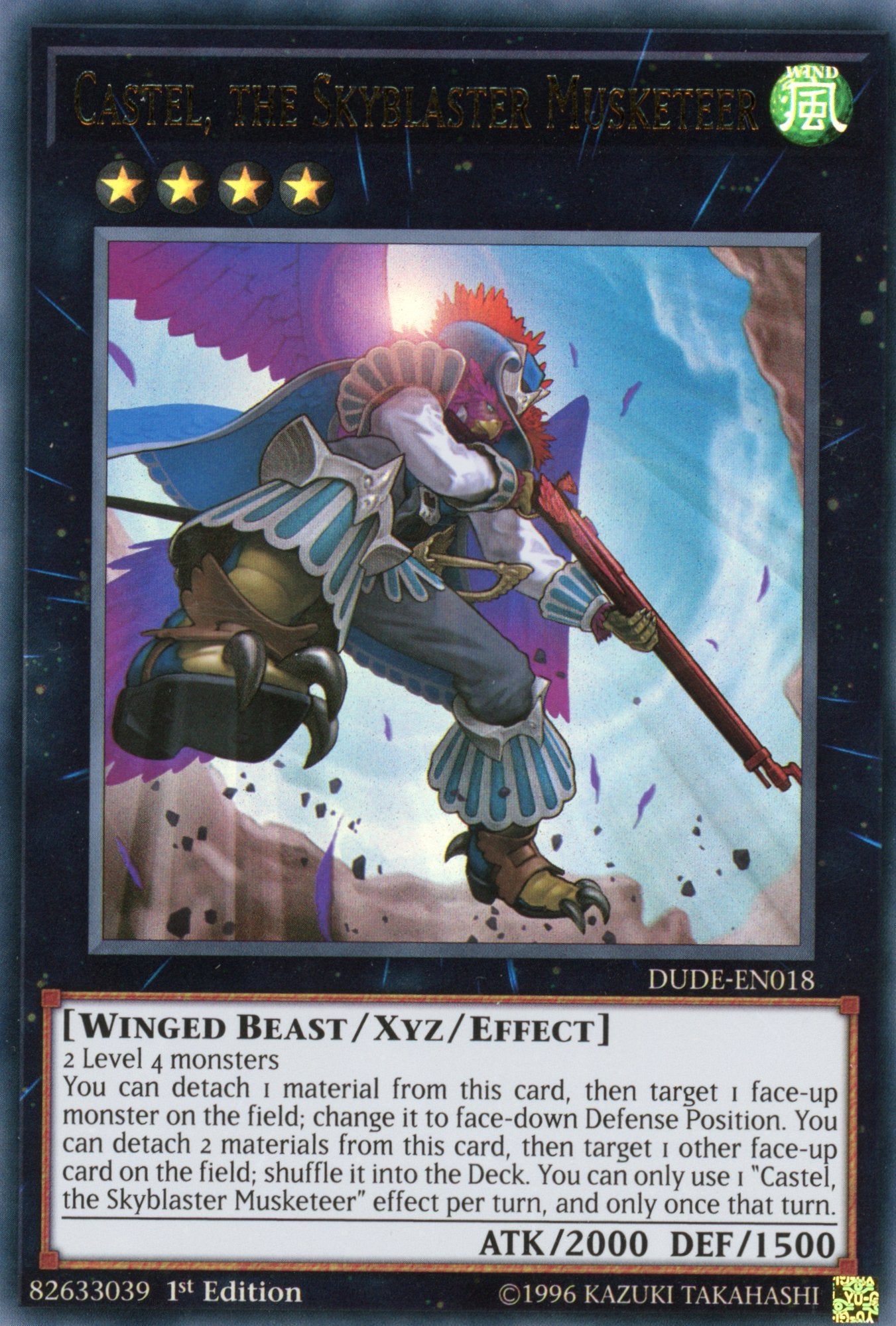 DUDE-EN018 - Castel, the Skyblaster Musketeer - Ultra Rare - Effect Xyz Monster - 1st Edition - Duel Devastator