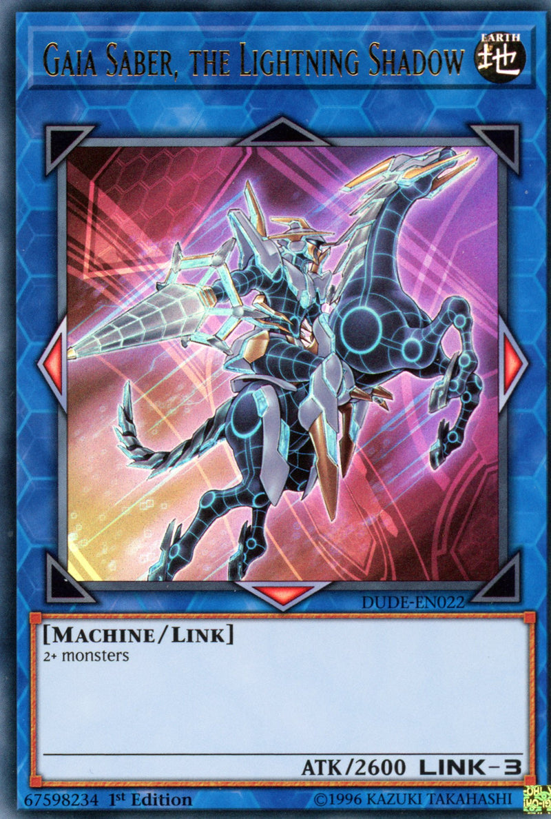 DUDE-EN022 - Gaia Saber, the Lightning Shadow - Ultra Rare - Link Monster - 1st Edition - Duel Devastator