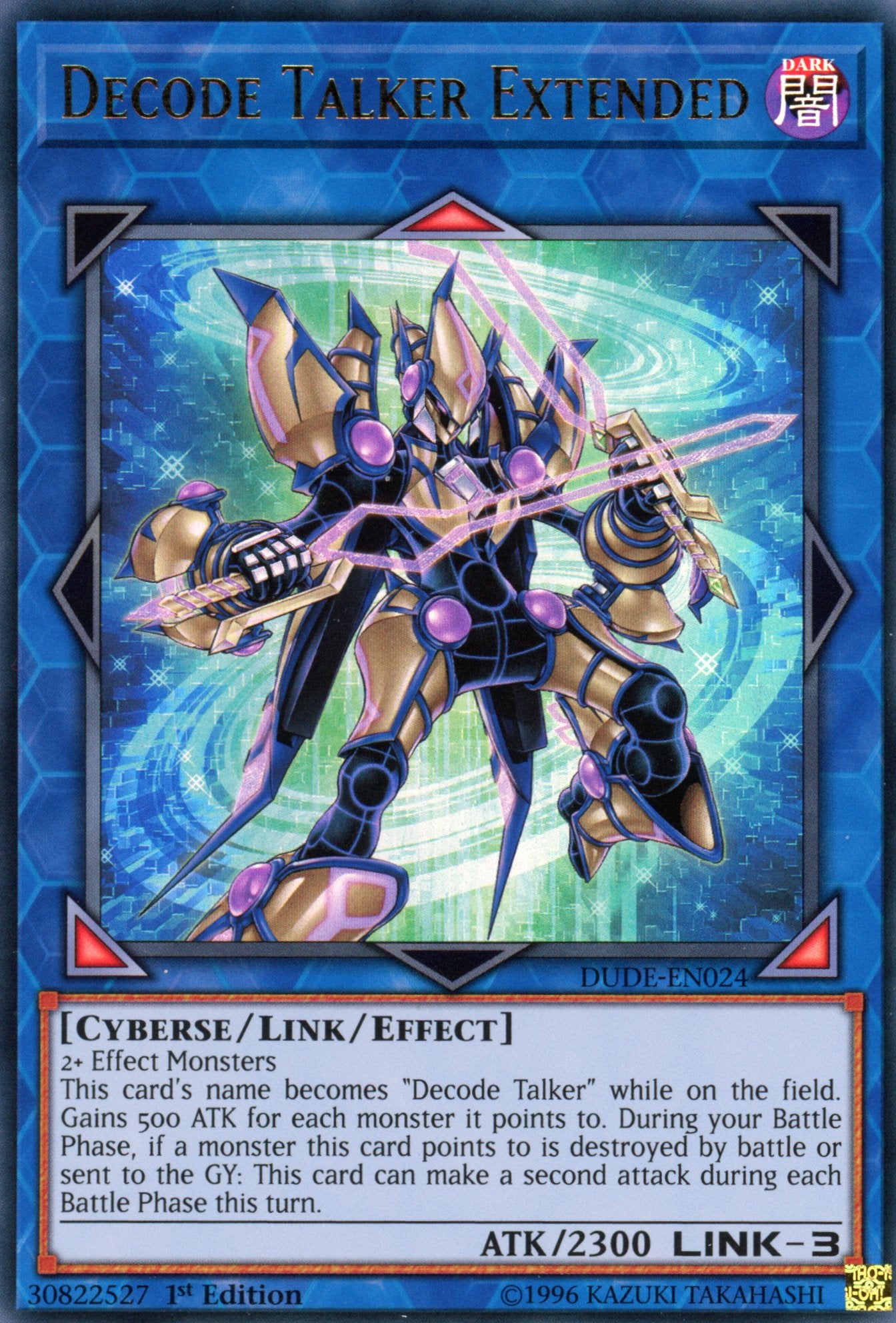 DUDE-EN024 - Decode Talker Extended - Ultra Rare - Effect Link Monster - 1st Edition - Duel Devastator