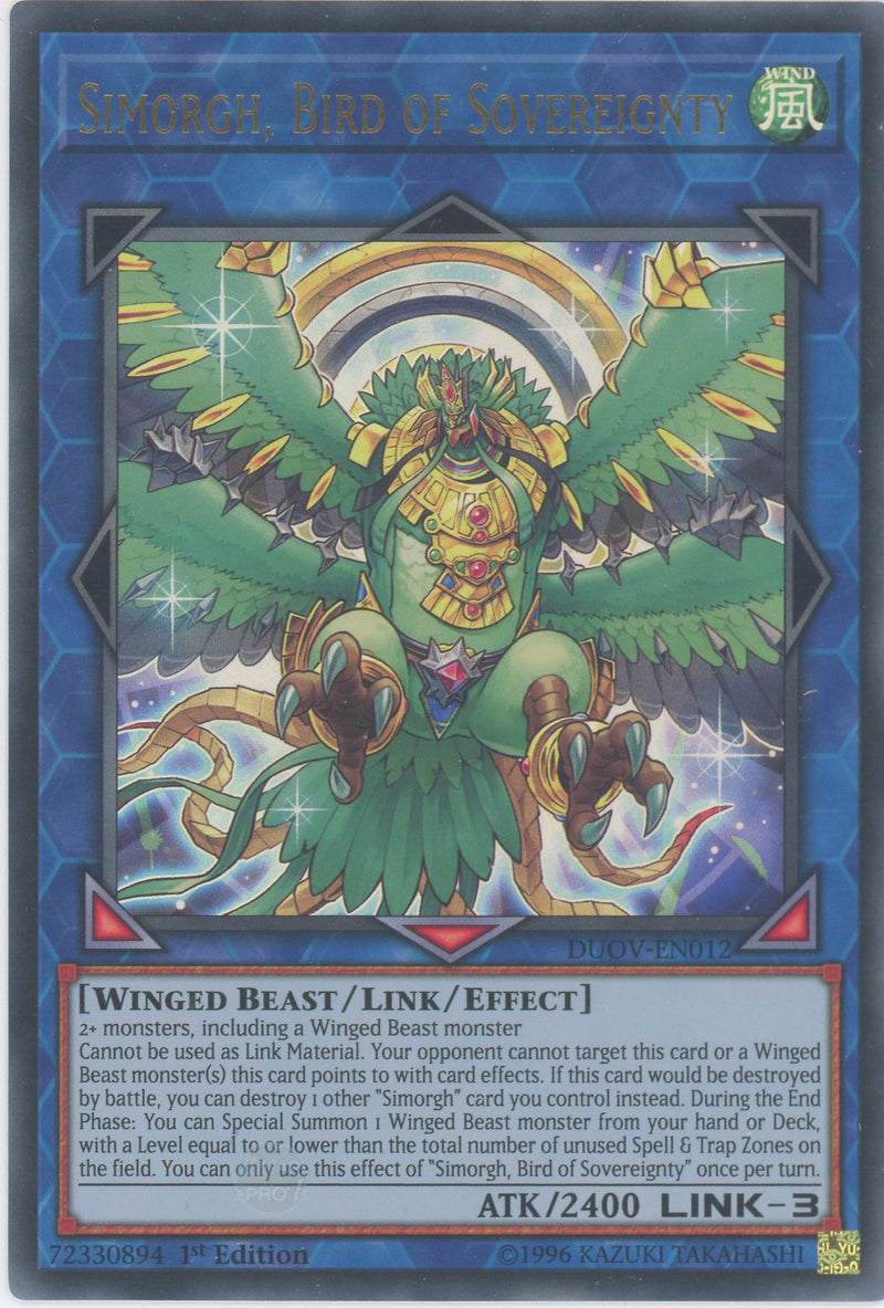 DUOV-EN012 - Simorgh, Bird of Sovereignty - Ultra Rare - Effect Link Monster - Duel Overload